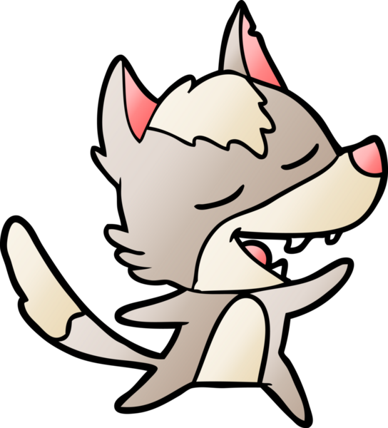 Bir insan tarafından çizilmiş gülen bir kurt.