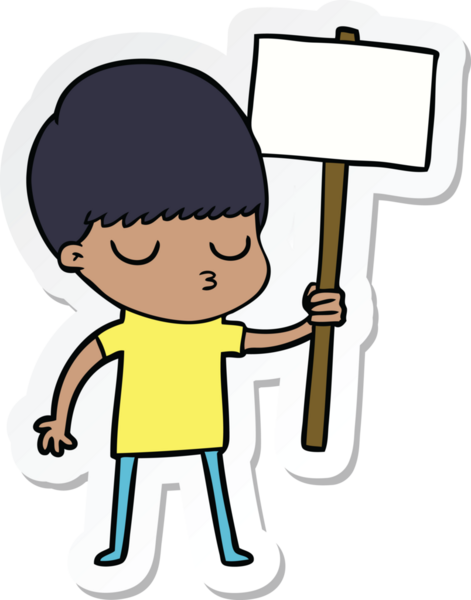 Bir insan tarafından çizilmiş sakin bir çocuğun çıkartması.