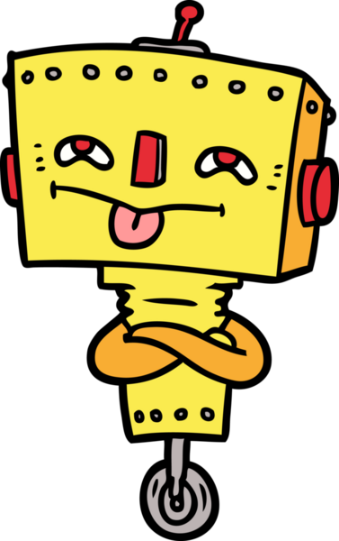 Bir insan tarafından çizilmiş çizgi film robotu