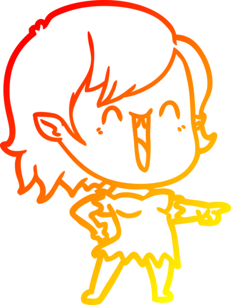 Bir insan tarafından çizilmiş sevimli, mutlu bir vampir kızın çizgi çizimi.