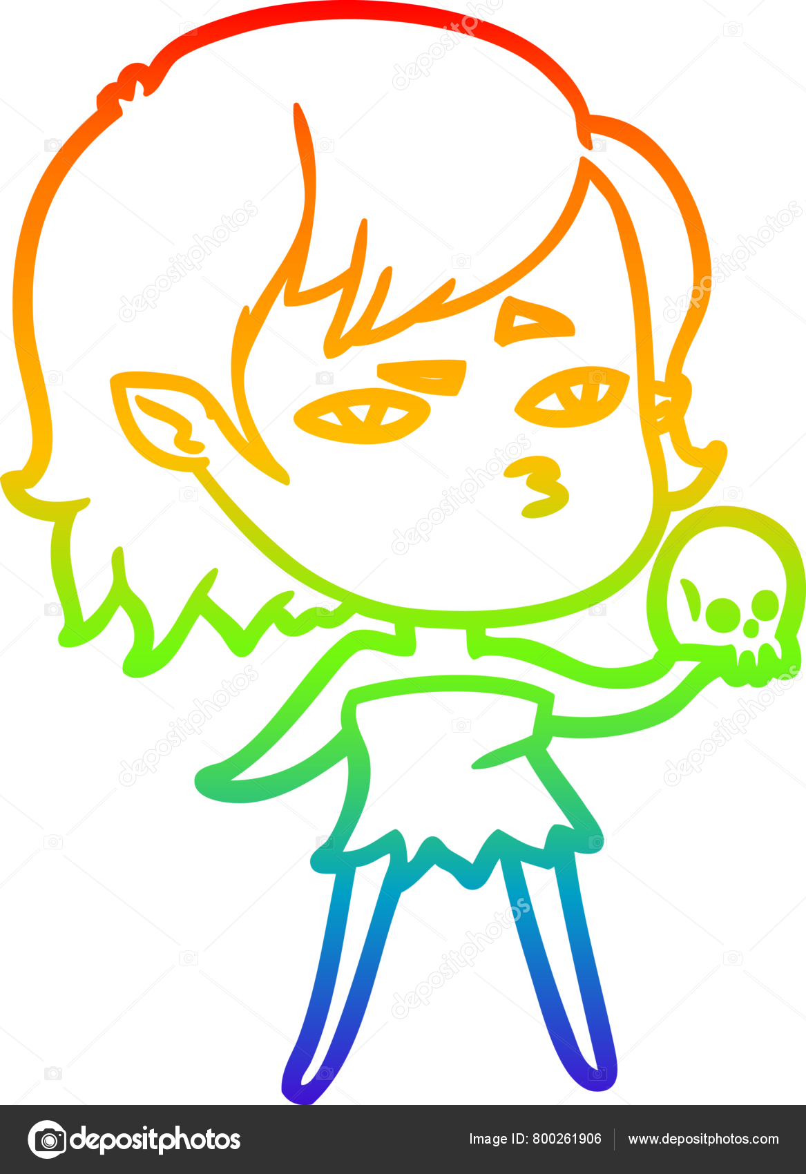 Regnbue Gradient Linje Tegning Tegneserie Vampyr Jente Tegnet Menneske —  PNG-bilde © lineartestpilot #800261906, image size:1167x1700