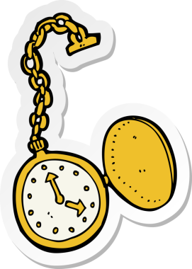 Bir insan tarafından çizilmiş eski bir saatin çıkartması.