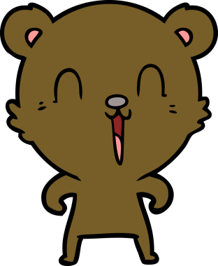 Bir insan tarafından çizilmiş mutlu çizgi film ayısı.