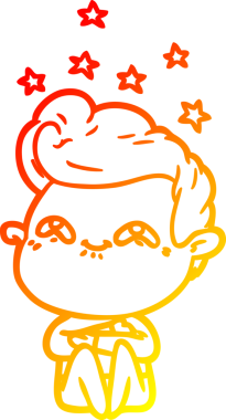 Bir insan tarafından çizilmiş, heyecanlı bir çizgi film çizimi.