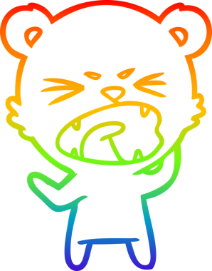 Kızgın bir çizgi film ayısının çizdiği gökkuşağı gradyanı bir insan tarafından çizilmiş.