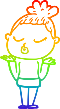 Gökkuşağı gradyan çizgi çizimi bir insan tarafından çizilmiş sakin bir kadın