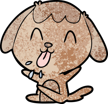 Bir insan tarafından çizilmiş şirin bir çizgi film köpeği.