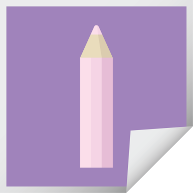 bir insan tarafından çizilmiş pembe renkli kalem grafik vektör kare etiketi