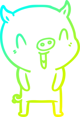 Bir insan tarafından çizilmiş mutlu çizgi film domuzu çizimi.