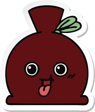 Bir insan tarafından çizilmiş şirin bir karikatür çuvalı.