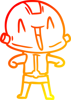 Bir insan tarafından çizilen çizgi film robotunun sıcak çizgi çizimi