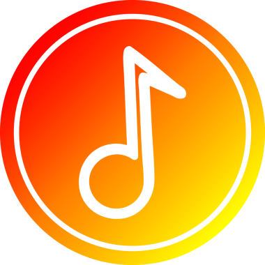 bir insan tarafından çizilmiş sıcak gradyan bir resim ile müzik notası dairesel simgesi