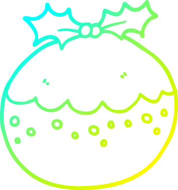 Soğuk gradyan çizgisi bir insan tarafından çizilmiş noel pudinginin çizimi.