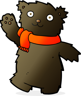 Bir insan tarafından çizilmiş oyuncak ayı eşarbı.