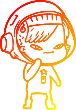 Bir insan tarafından çizilmiş bir astronot kadın çizgi çizimi.