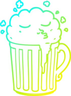 Bir insan tarafından çizilmiş bira bardağının soğuk gradyan çizimi.