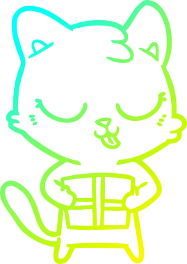 Bir insan tarafından çizilmiş bir çizgi film kedisinin soğuk gradyan çizgisi.