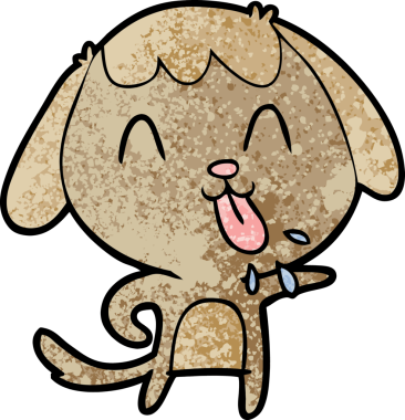 Bir insan tarafından çizilmiş şirin bir çizgi film köpeği.