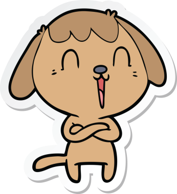 Bir insan tarafından çizilmiş şirin bir köpeğin çıkartması.