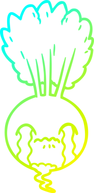 Ağlayan bir pancar çizgi filminin insan tarafından çizilmiş soğuk gradyan çizimi