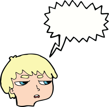 Bir insan tarafından çizilmiş konuşma baloncuğuyla sinirlenmiş bir çocuk.