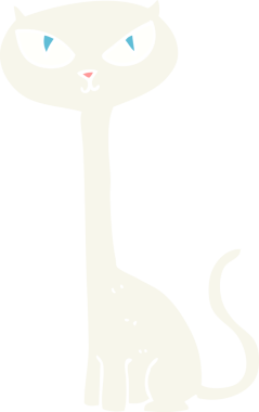 Bir insan tarafından çizilmiş kedinin düz renk çizimi