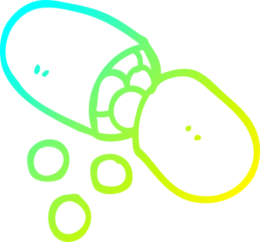 Bir insanın çizdiği karikatür kapsül hapının soğuk gradyan çizgisi.