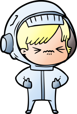 Bir insan tarafından çizilmiş kızgın uzay kızı.