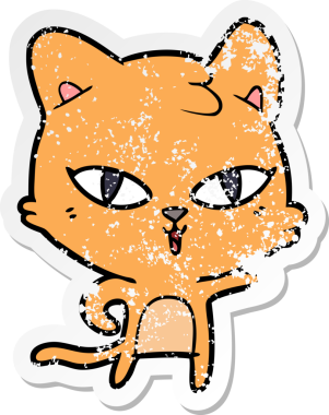 Bir insan tarafından çizilmiş karikatür bir kedinin sıkıntılı çıkartması.