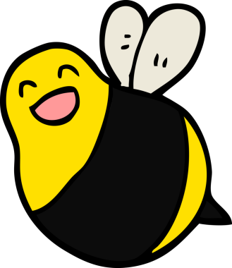 Bir insan tarafından çizilmiş çizgi film arısı.