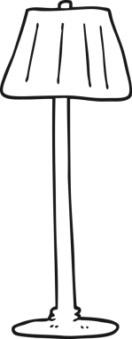 Bir insan tarafından çizilmiş serbest çizim siyah beyaz çizgi film lambası.