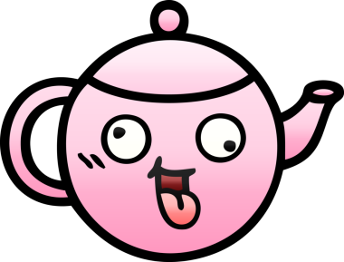 Bir insan tarafından çizilmiş bir çaydanlığın gölgelenmiş karikatürü.