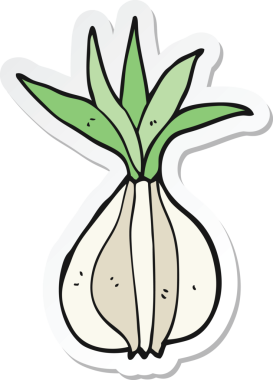 Bir insan tarafından çizilmiş karikatür soğanı çıkartması.