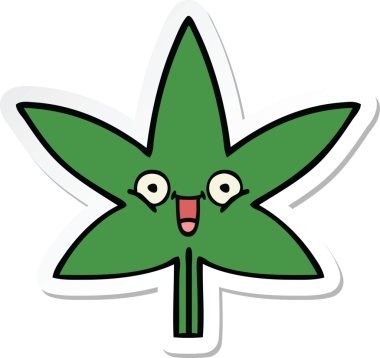 Bir insan tarafından çizilmiş marihuana yaprağının çıkartması.