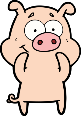 Bir insan tarafından çizilmiş mutlu çizgi film domuzu.