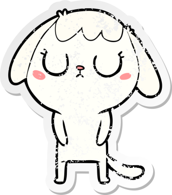 Bir insan tarafından çizilmiş şirin bir köpeğin sıkıntılı çıkartması.