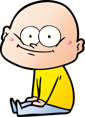 Bir insan tarafından çizilmiş kel bir adam.