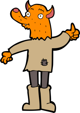 Bir insan tarafından çizilmiş tilki adam.