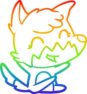 gökkuşağı gradyanı çizimi bir insan tarafından çizilmiş mutlu bir tilki çizgi filmi.