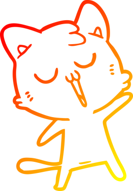 Bir insan tarafından çizilmiş çizgi film kedisinin sıcak çizgi çizimi