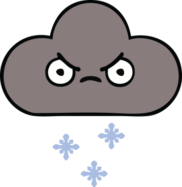 Bir insan tarafından çizilmiş kar bulutunun sevimli karikatürü.