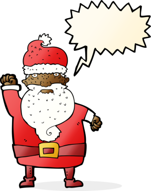 Bir insan tarafından çizilmiş karikatür kızgın Noel Baba.