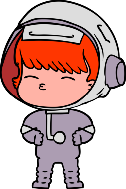 Bir insan tarafından çizilmiş meraklı astronot çizgi filmi.