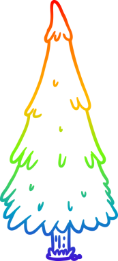 gökkuşağı gradyanı bir insan tarafından çizilmiş bir noel ağacının çizimi