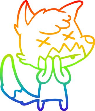 Gökkuşağı gradyan çizgi çizimi Bir insan tarafından çizilmiş ölü tilki