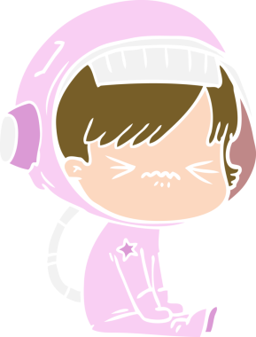 kızgın düz renkli çizgi film kızı bir insan tarafından çizilmiş.