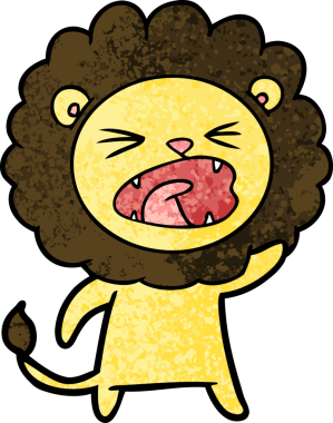 Bir insan tarafından çizilmiş kızgın aslan çizgi filmi.