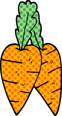 Bir insan tarafından çizilmiş karalama havuçları.