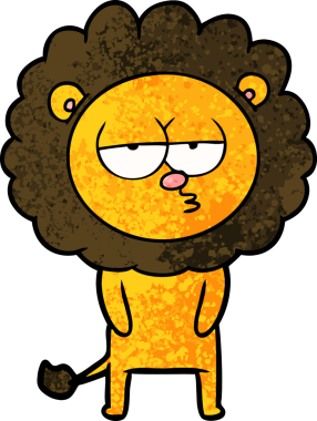 Bir insan tarafından çizilmiş yorgun bir aslan.