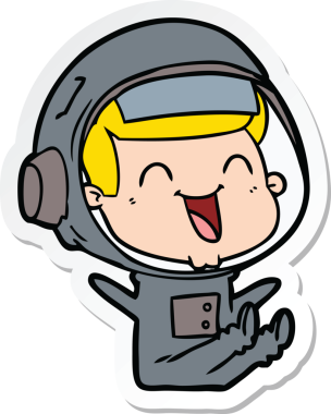 Bir insan tarafından çizilmiş mutlu bir astronotun çıkartması.